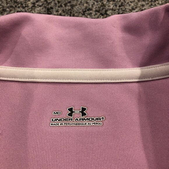 Under Armour Golf Polo Womens M Pink Fitted Mesh Lightweight - Picture 2 of 9